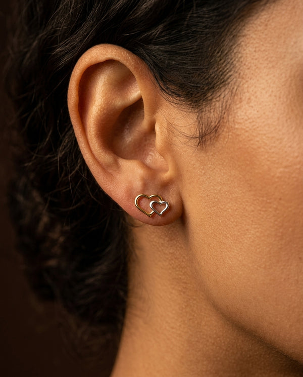 Pendientes corazón oro 9k de botón