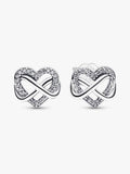 Pendientes de Botón Corazón Infinito Brillante Moments