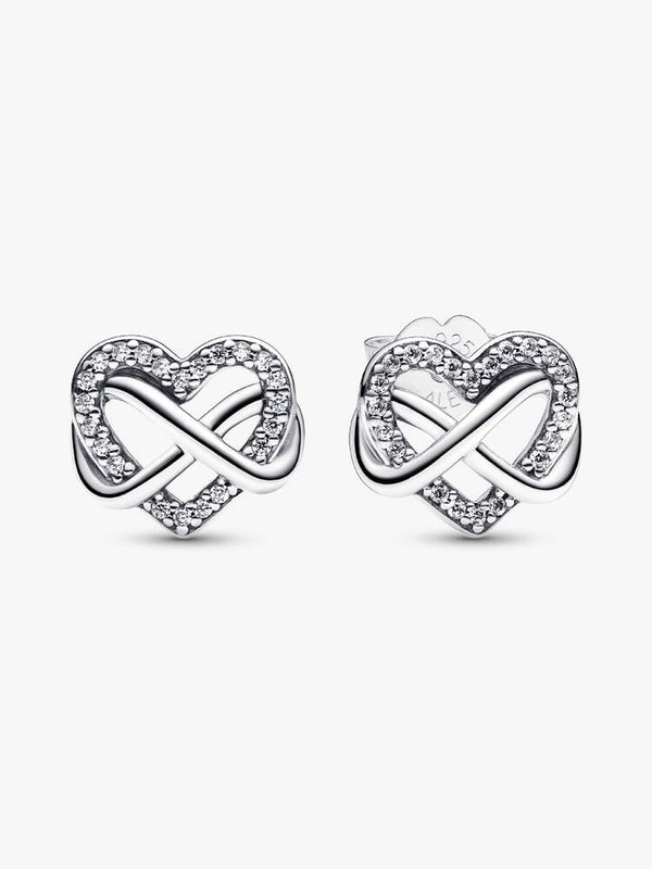 Pendientes de Botón Corazón Infinito Brillante Moments