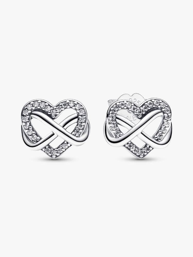 Pendientes de Botón Corazón Infinito Brillante Moments