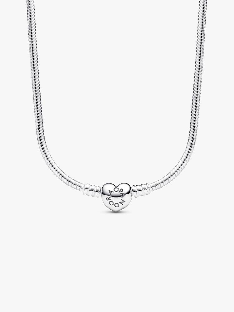 Collar de Cadena de Serpiente con Cierre de Corazón Moments