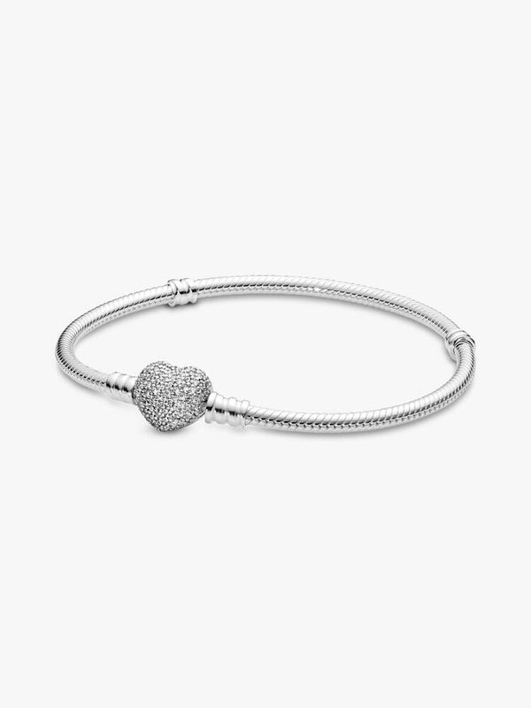 Pulsera Diseño Cadena de Serpiente y Corazón Brillante Moments