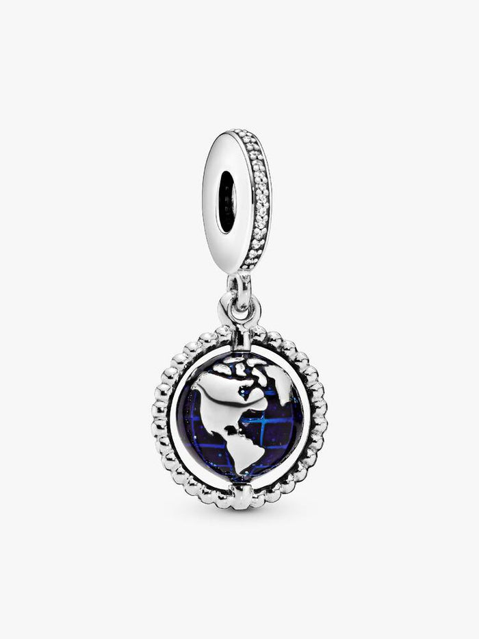 Charm colgante en plata de ley Globo Giratorio Moments
