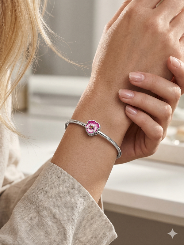 Charm Flor Pensamiento Rosa Moments