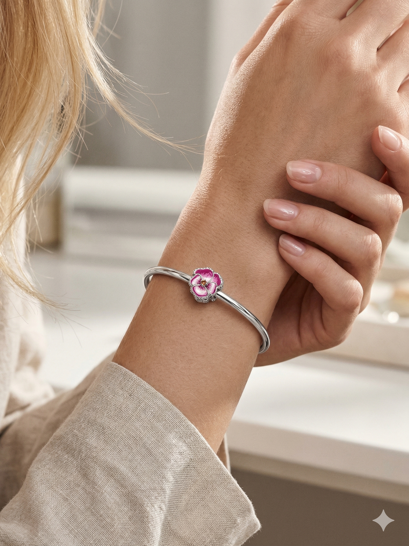 Charm Flor Pensamiento Rosa Moments