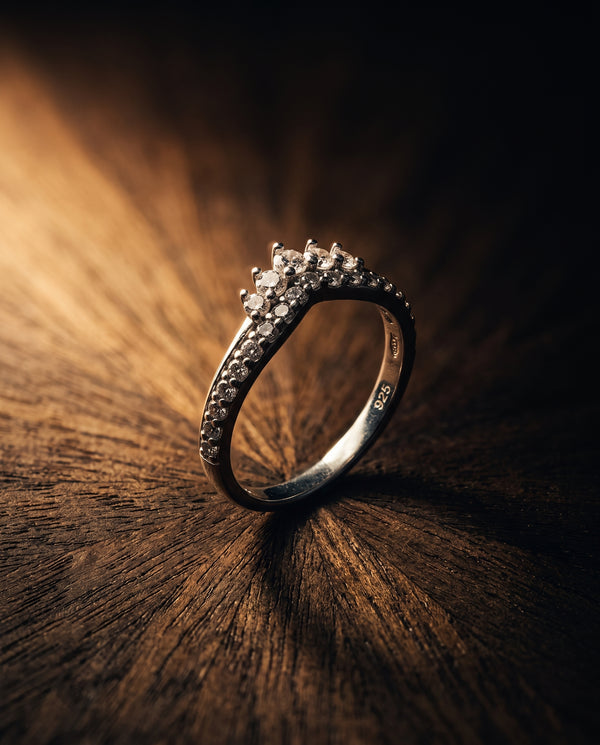 Anillo plata circonita banda estrecha