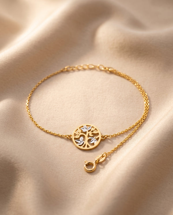 Pulsera árbol de la vida oro 9k calada