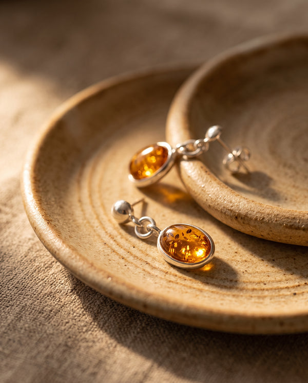Pendientes plata ámbar