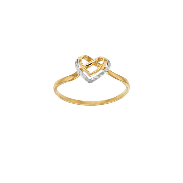 Anillo corazón oro 9 quilates con con contorno de oro blanco
