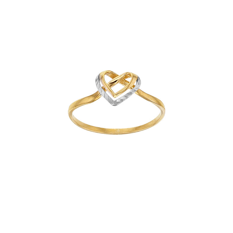 Anillo corazón oro 9 quilates con con contorno de oro blanco