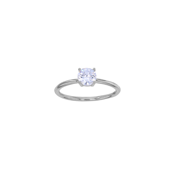 Anillo solitario Plata 925 rodiada con Circonita, piedra de centro