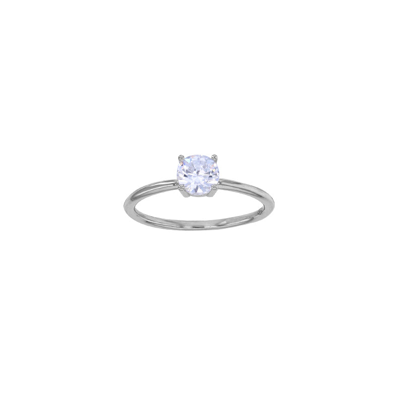 Anillo solitario Plata 925 rodiada con Circonita, piedra de centro