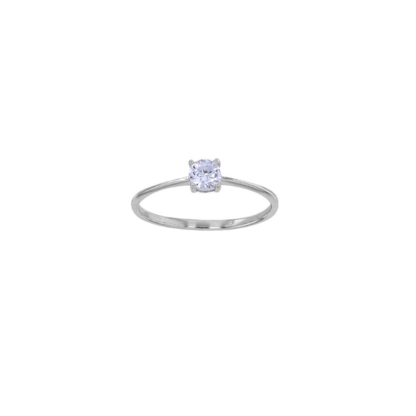 Anillo solitario Plata 925 rodiada con Circonita, piedra de centro