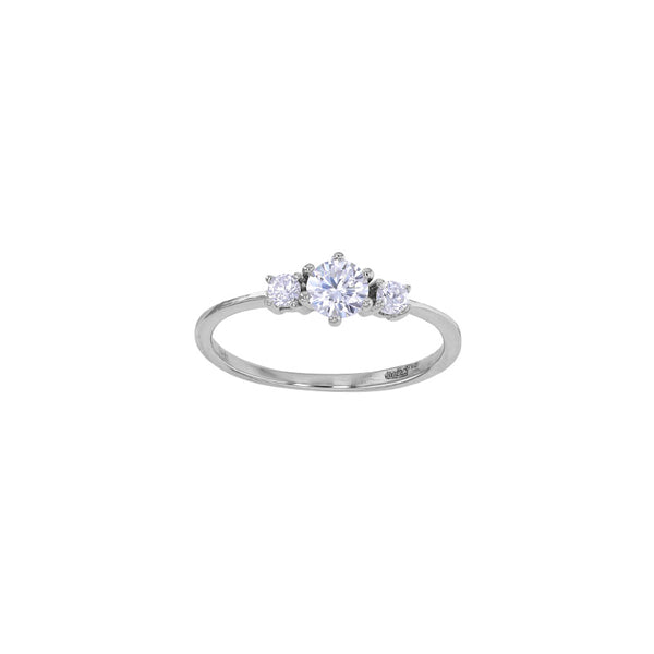Anillo solitario Plata 925 rodiada con Circonita, piedra de centro