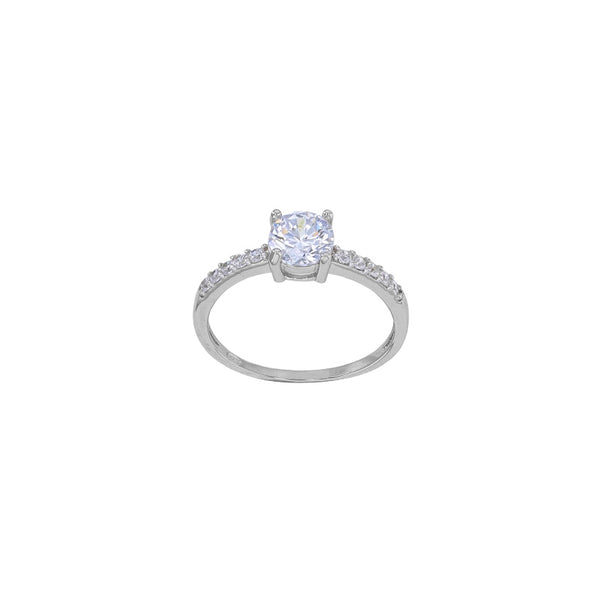 Anillo solitario Plata 925 rodiada con Circonita, piedra de centro