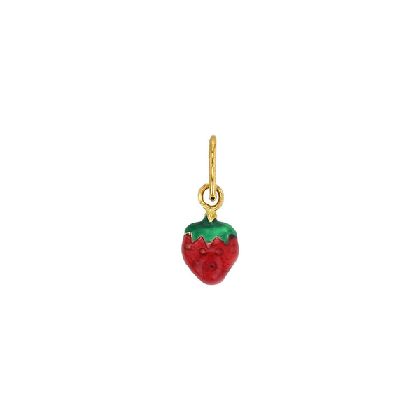 Colgante de Oro amarillo de 18k. Fresa esmaltada