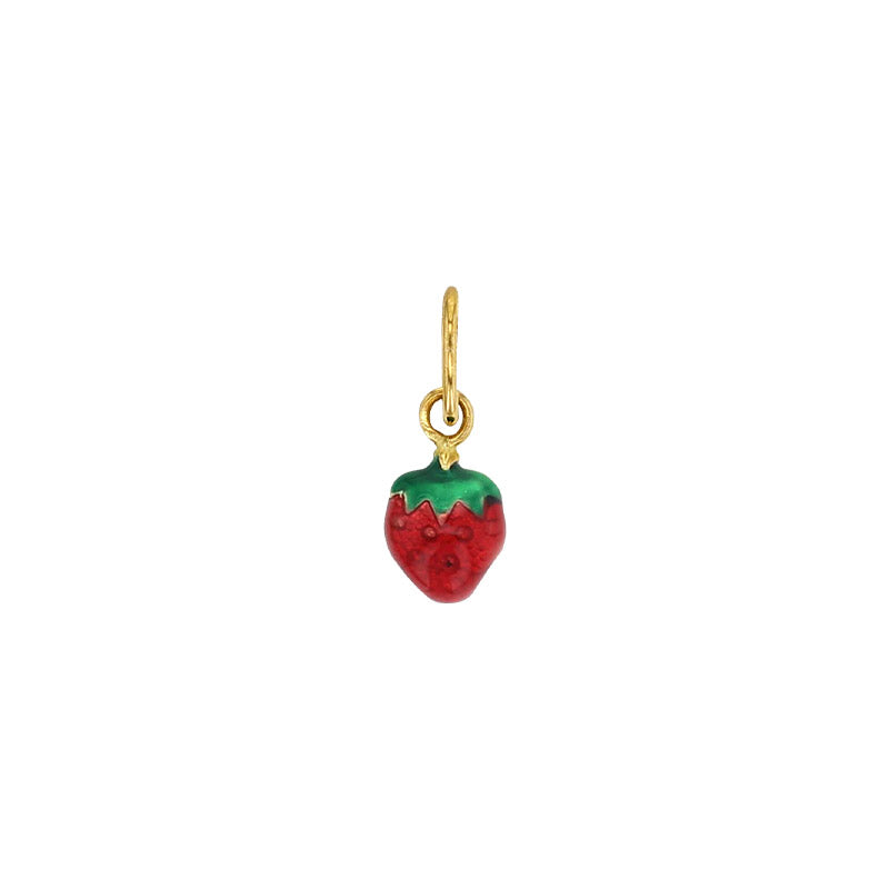 Colgante de Oro amarillo de 18k. Fresa esmaltada