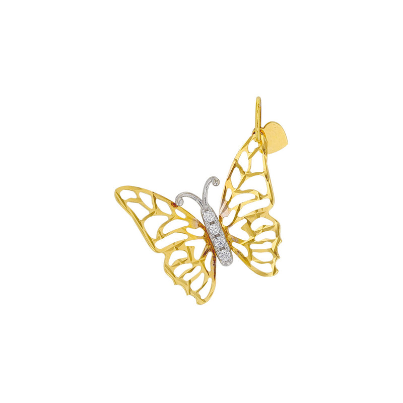 Colgante mariposa calada de oro 9 quilates y óxidos de circonio