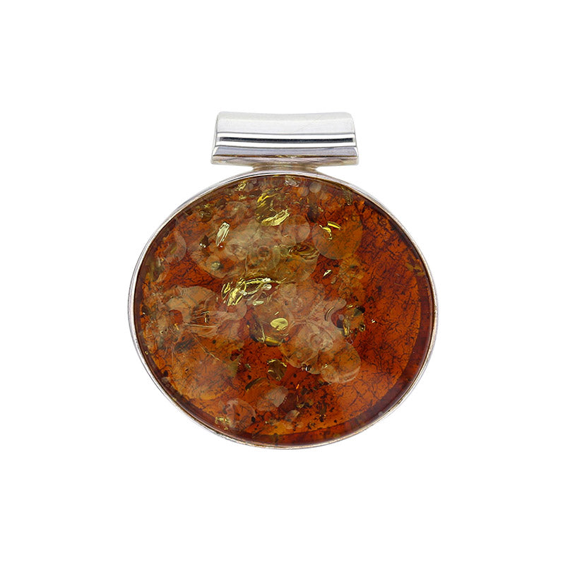 Colgante Pieza única Plata 925 con Ámbar coñac 40mm