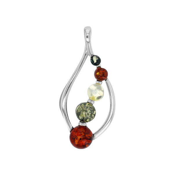 Colgante Plata 925 rodiada con Ámbar multicolor