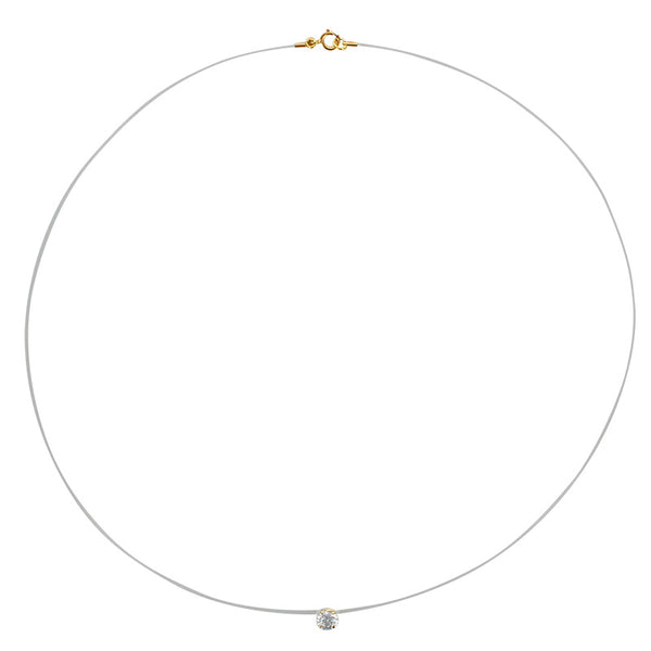 Collar Oro de 18k y Nailon con Circonita