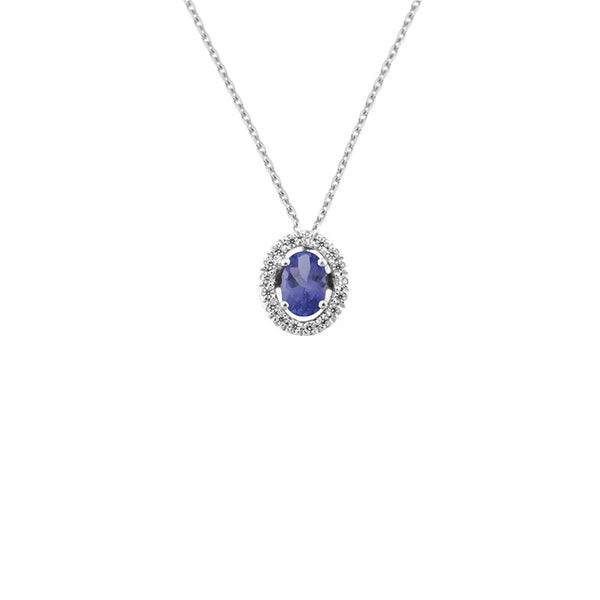 Collar Oro blanco de 18 quilates y Diamante con Tanzanita