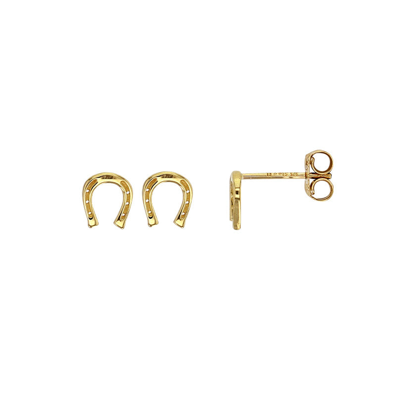 Pendientes herradura caballo, oro 9 quilates