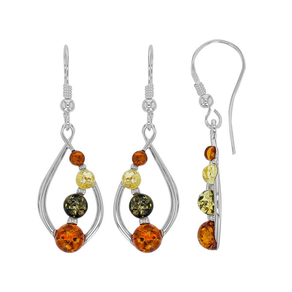 Pendientes Plata 925 con Ámbar multicolor