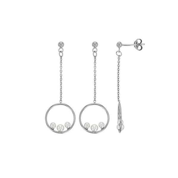 Pendientes Plata 925 platino con Perlas de agua dulce