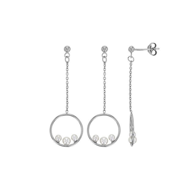 Pendientes Plata 925 platino con Perlas de agua dulce
