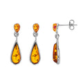 Pendientes Plata 925 rodiada con Ámbar