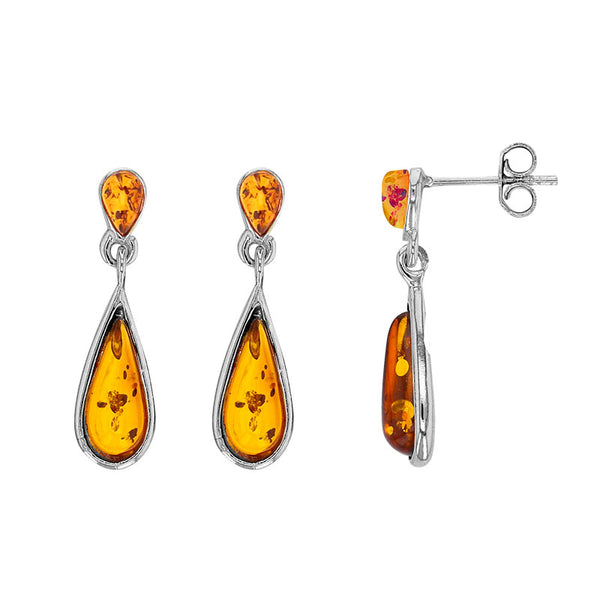 Pendientes Plata 925 rodiada con Ámbar