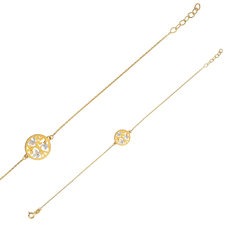 Pulsera Arbol de la vida Oro amarillo de 9 quilates aspecto Calado