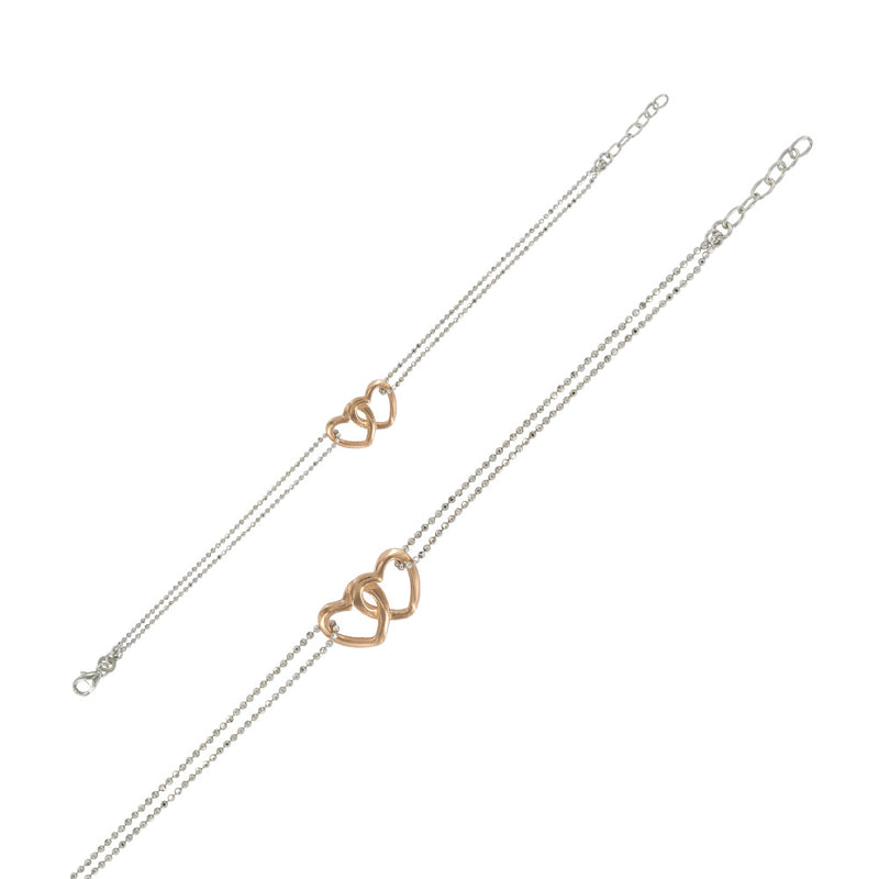 Pulsera de plata con detalle dorado rosa