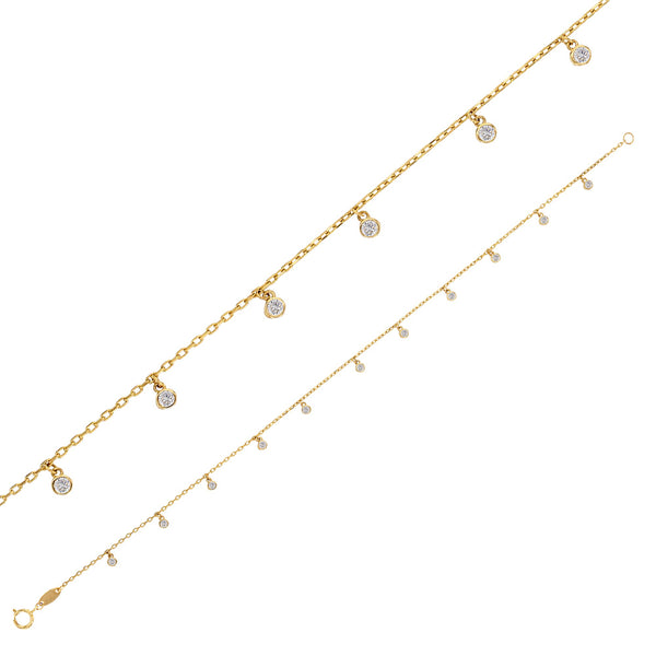 Pulsera de oro con borlas de circonita