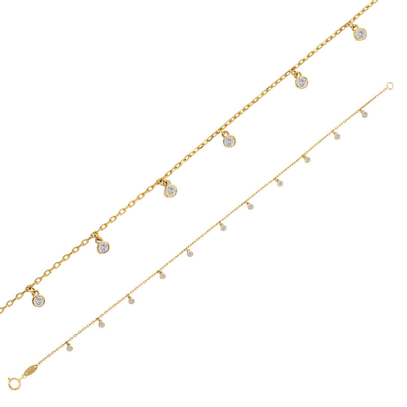 Pulsera de oro con borlas de circonita