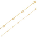 Pulsera de oro ancora con perlas enjauladas