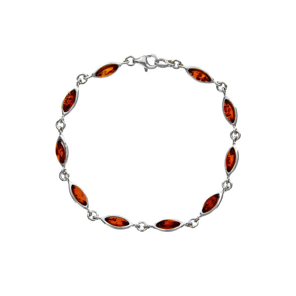 Pulsera Plata 925 rodiada con Ámbar multicolor