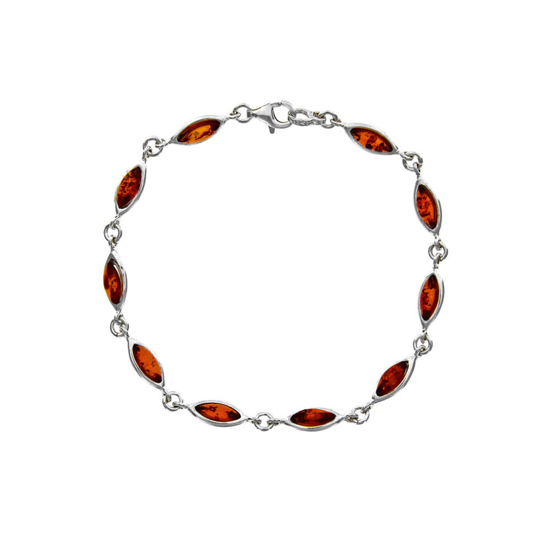 Pulsera Plata 925 rodiada con Ámbar multicolor