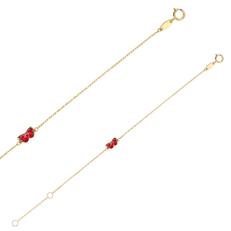 Pulsera infantil de oro con mariposa