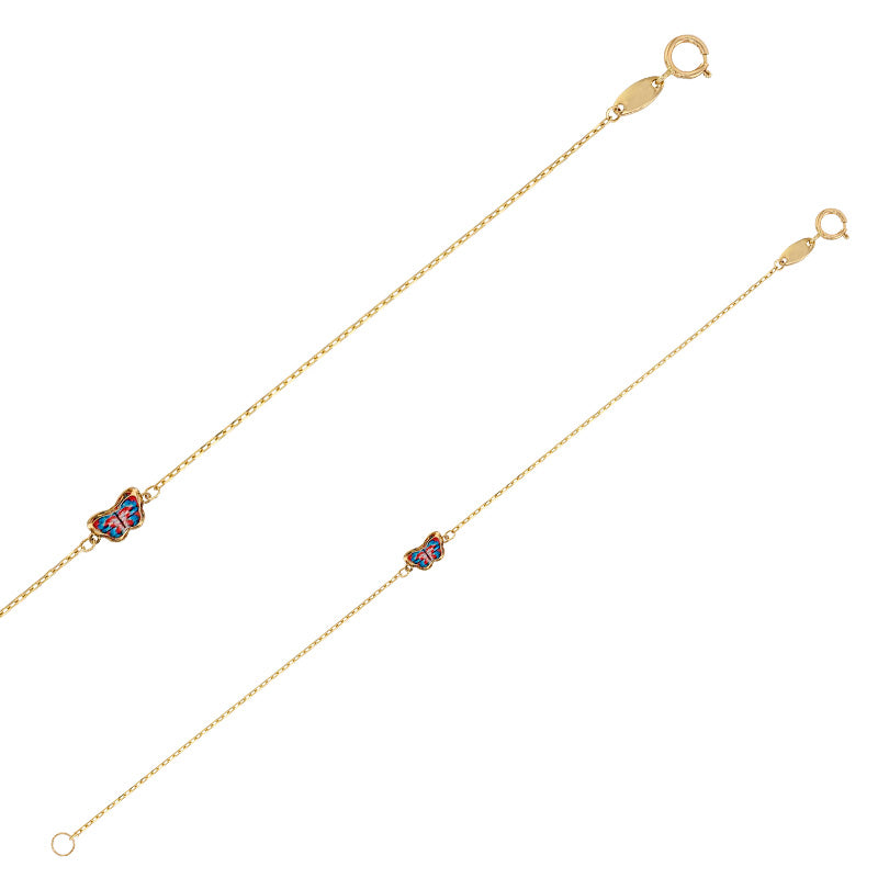 Pulsera infantil de oro con mariposa