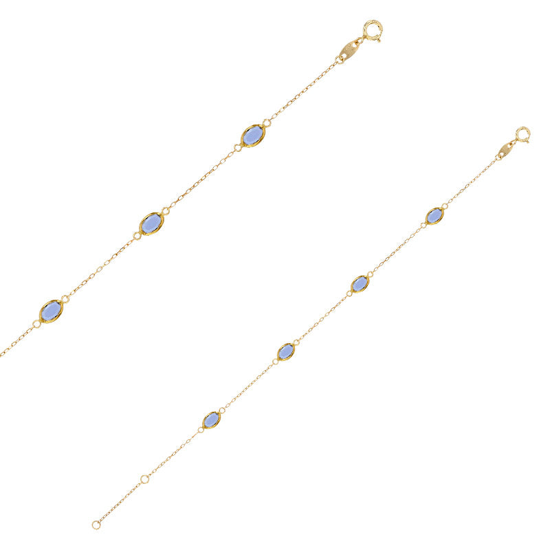 Pulsera de oro con piedra azul