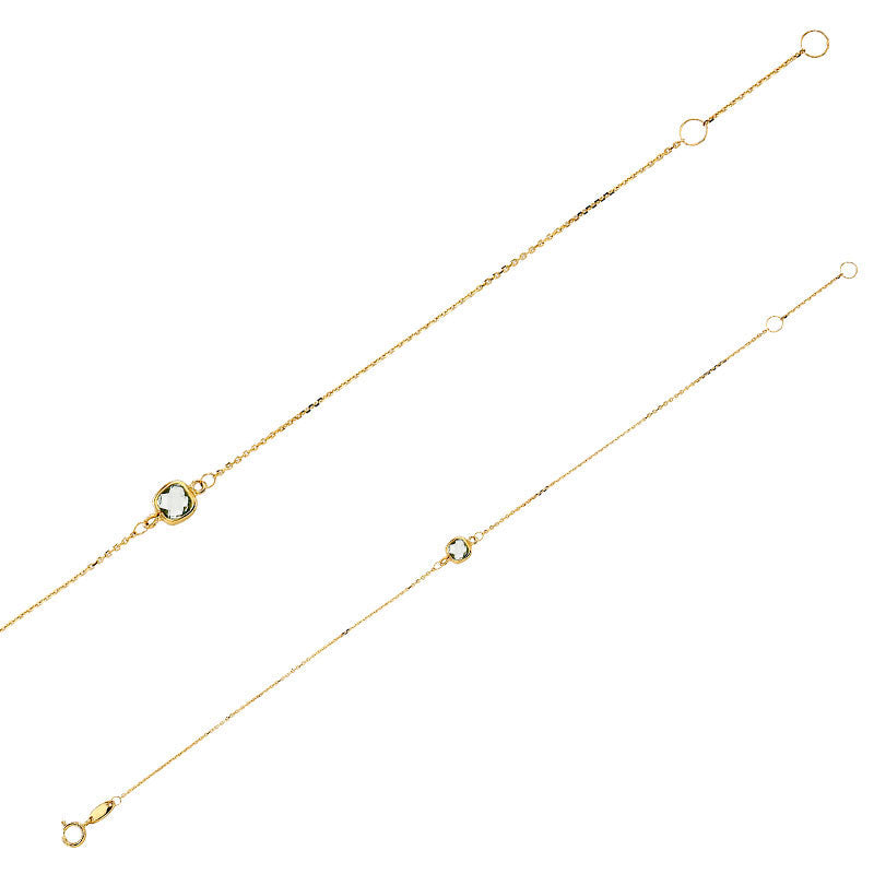 Pulsera de oro con piedra talla cojin