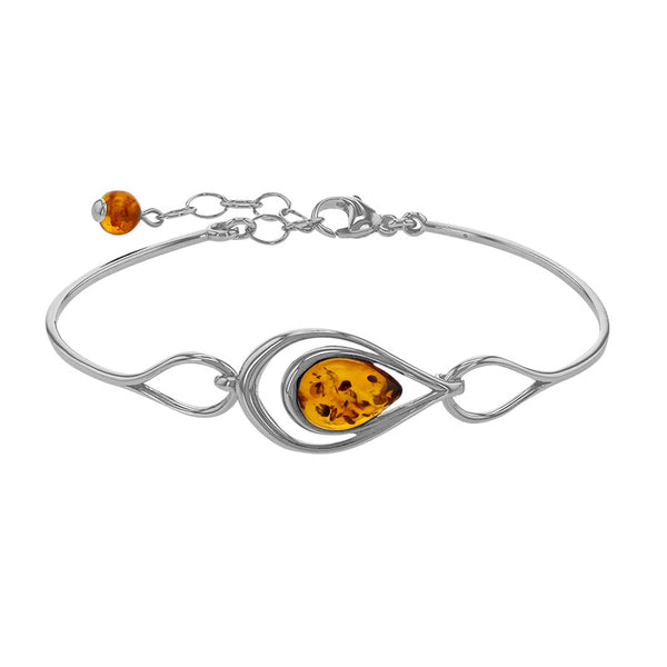 Pulsera Plata 925 rodiada con Ámbar coñac