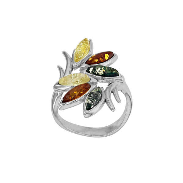 Sortija Plata 925 con Ámbar multicolor