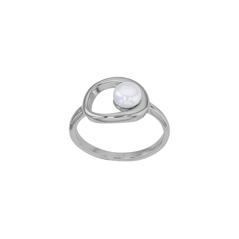 Sortija Plata 925 rodiada con Perlas de agua dulce